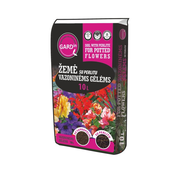 GARDIN žemė vazoninėms gėlėms su perlitu, 10 l